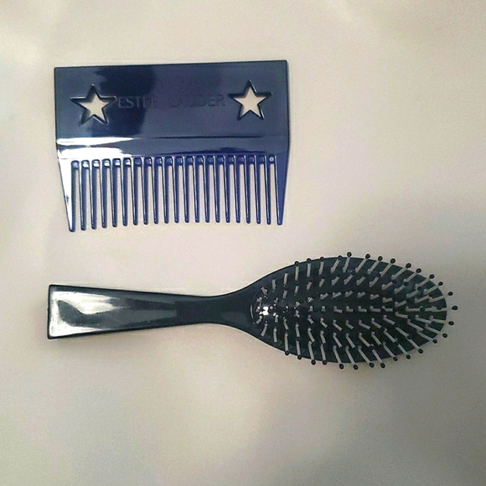 Vtg Estée Lauder Travel Plastic Set Detangler Comb & Ball Tipped Brush